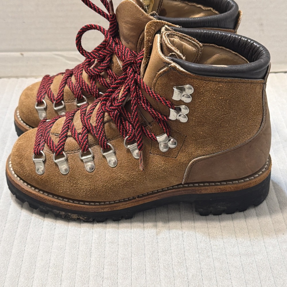 Vintage Dexter Made USA Hiking Boots Mens 7 Brown Suede Leather Vibram LW198-4